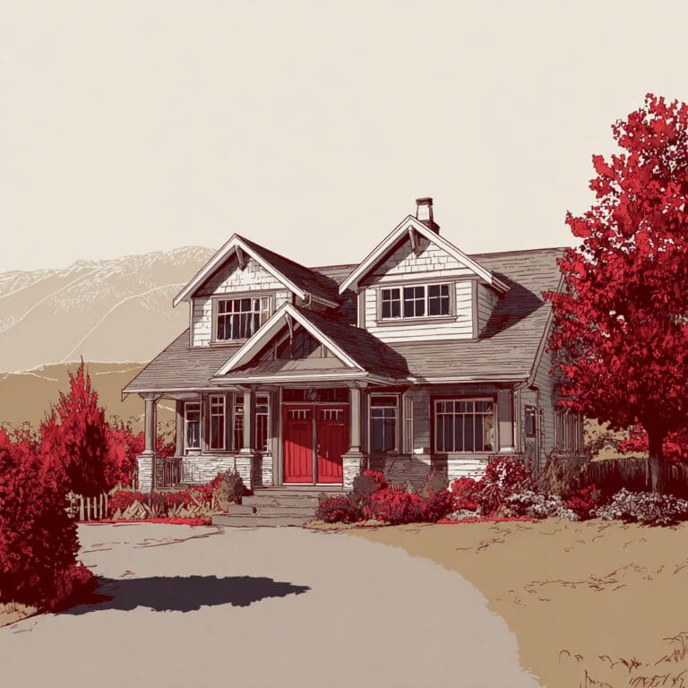Fraser Valley single-family home with mountain views and red autumn trees, representing homeowner equity growth in Chilliwack and Abbotsford